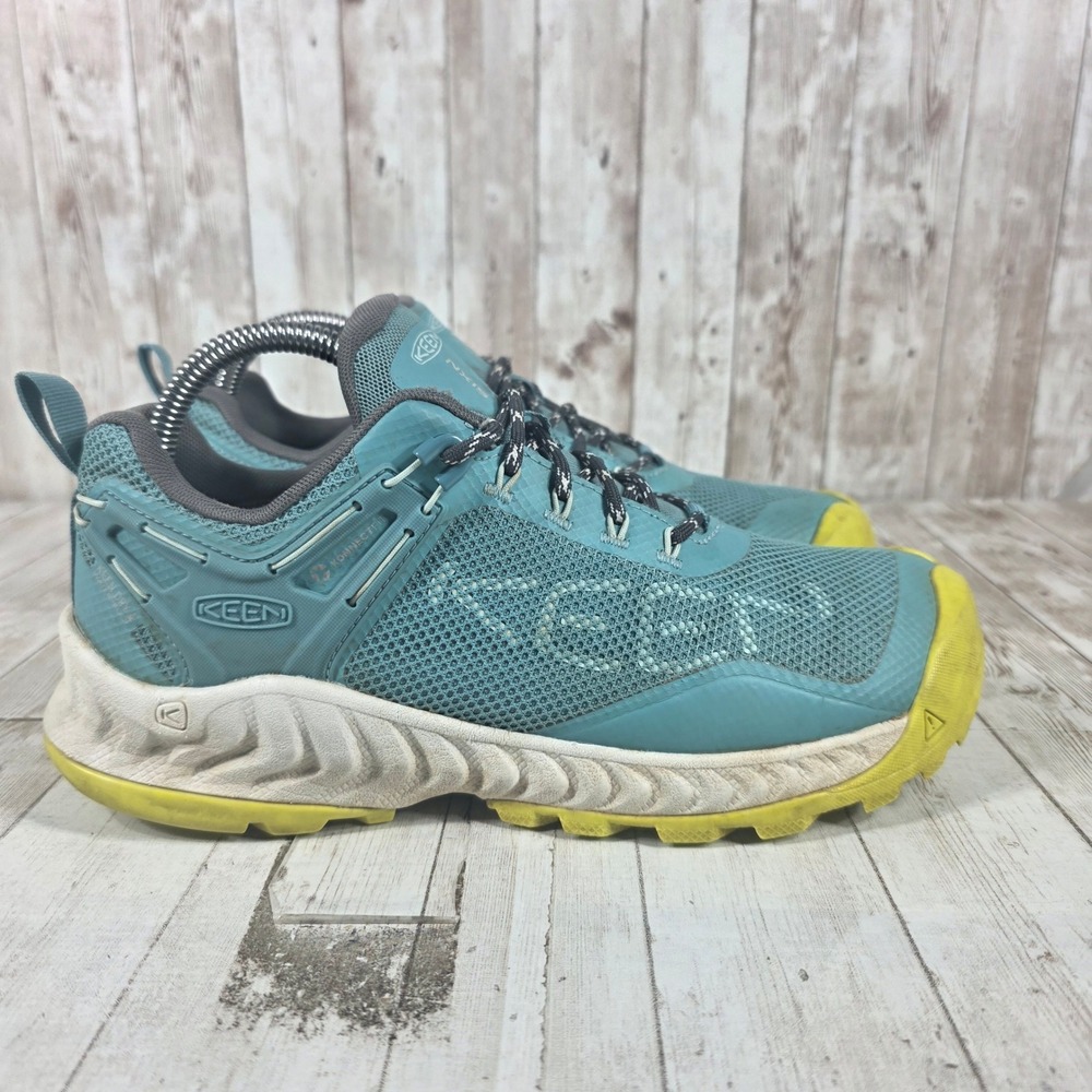 KEEN NXIS EVO Womens 9 Waterproof Hiking‎ Shoes Blue Yellow 1026118 Low Top